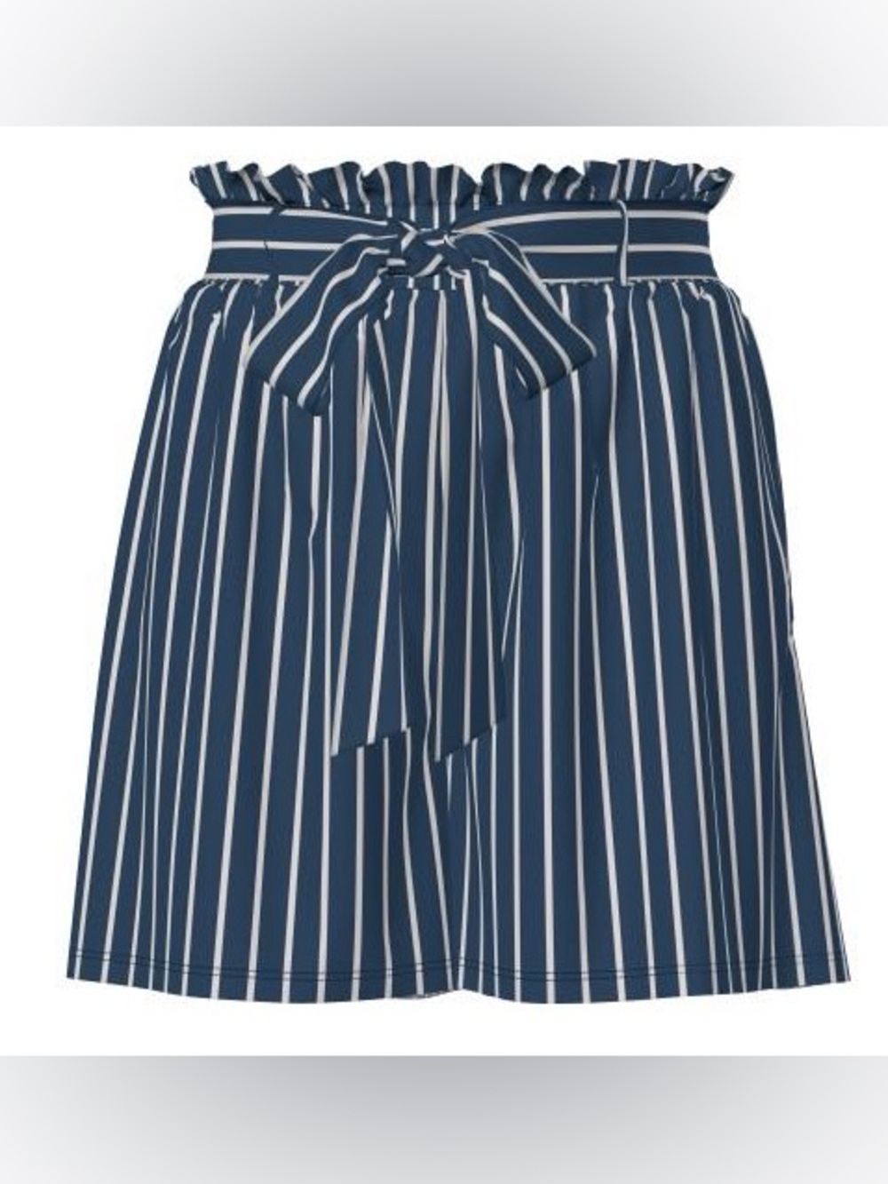 LuLaRoe Striped Navy Ella Paperbag Waist Shorts with Tie - XL
